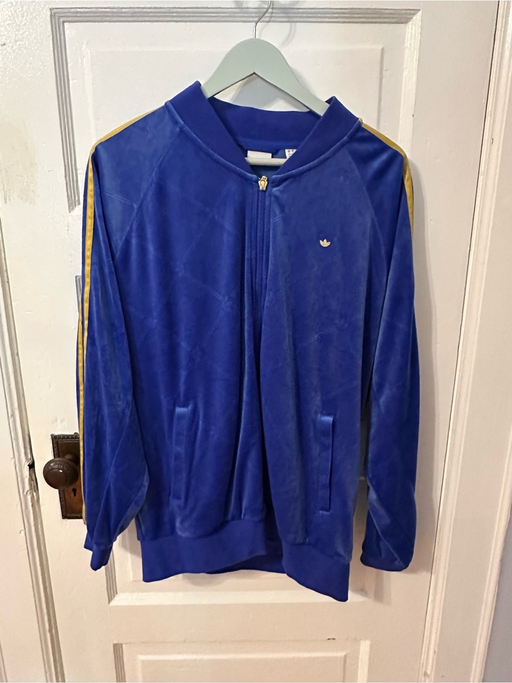 adidas Royal Blue Zip-Up Jacket with Gold Zipper - Picture 2 of 4